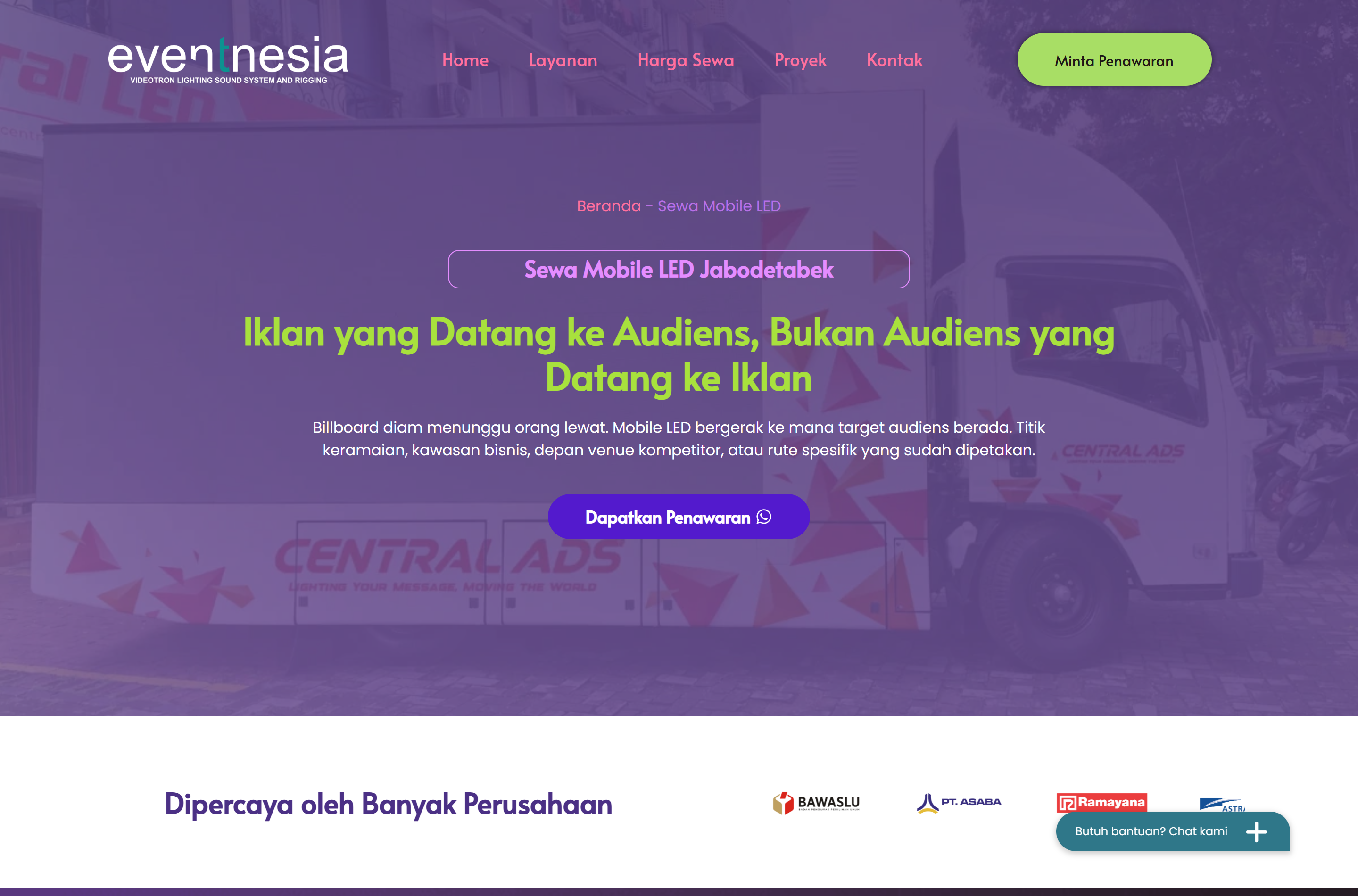 Eventnesia platform interface